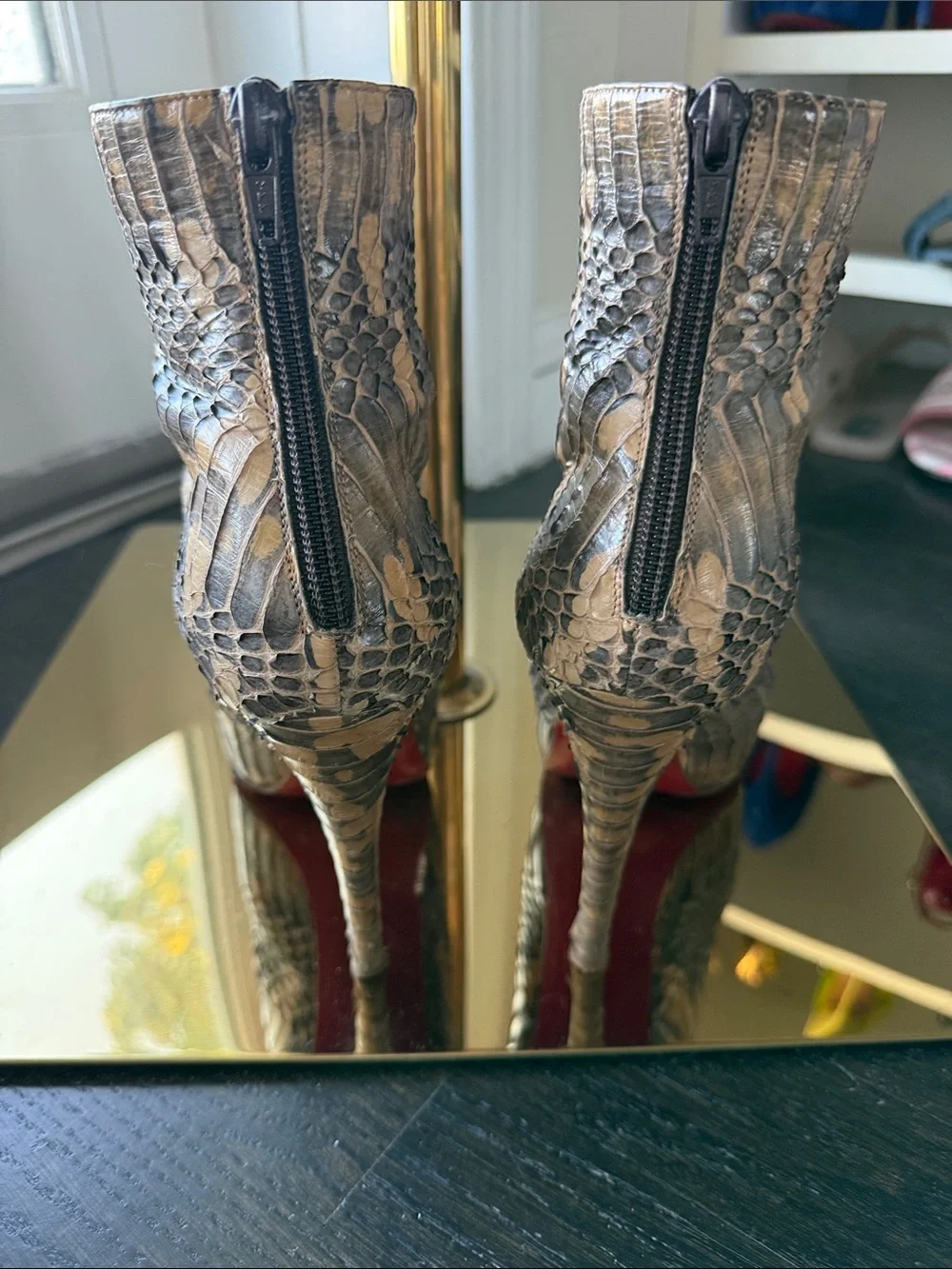 Christian Louboutin python skin bootie